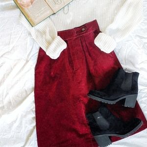 Vintage Winter Red Corduroy skirt